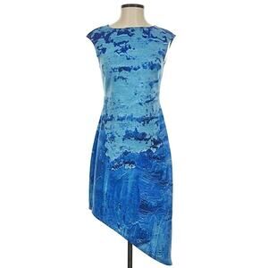 Elle Summers Studio Dress Wearable Art Asymmetric Hem Nature Inspired Blue XS